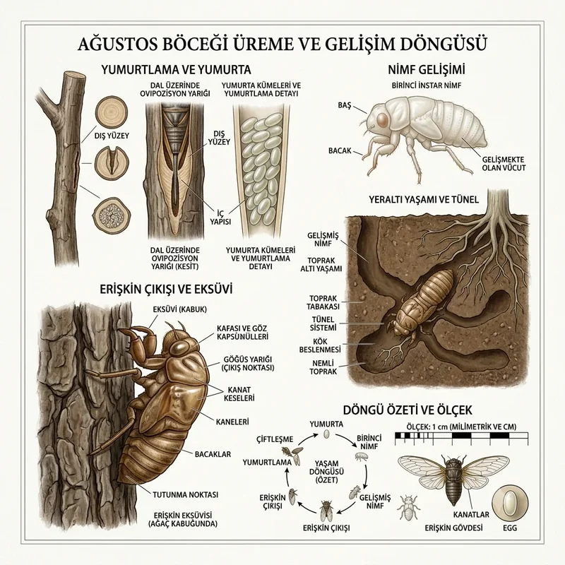 Yumurta yarığı, nimf ve boş deri içeren specimen plate