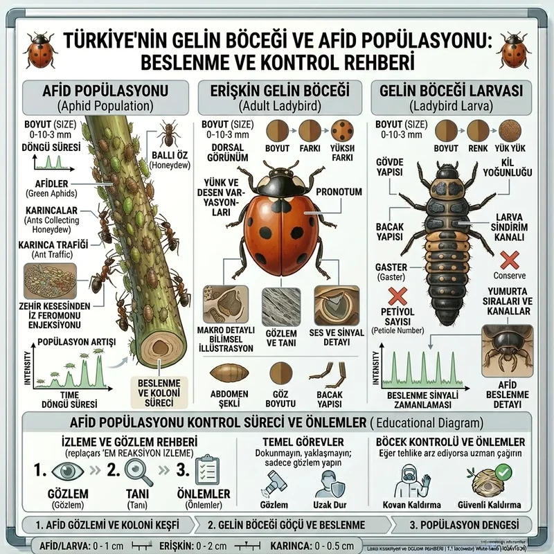Uğur böceği yaprak biti kolonisi üzerinde