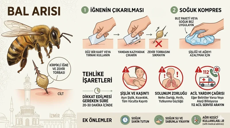 Bal arısı sokması sonrası ilk yardım — iğne çıkarma, anafilaksi ve acil eşik
