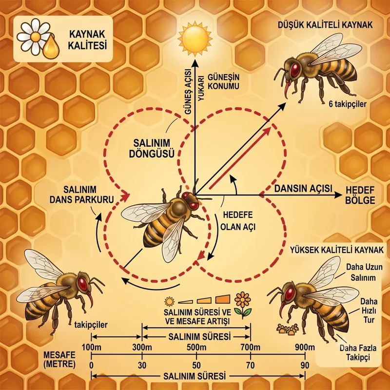Bal arısı waggle dance ile yön ve mesafe kodlaması