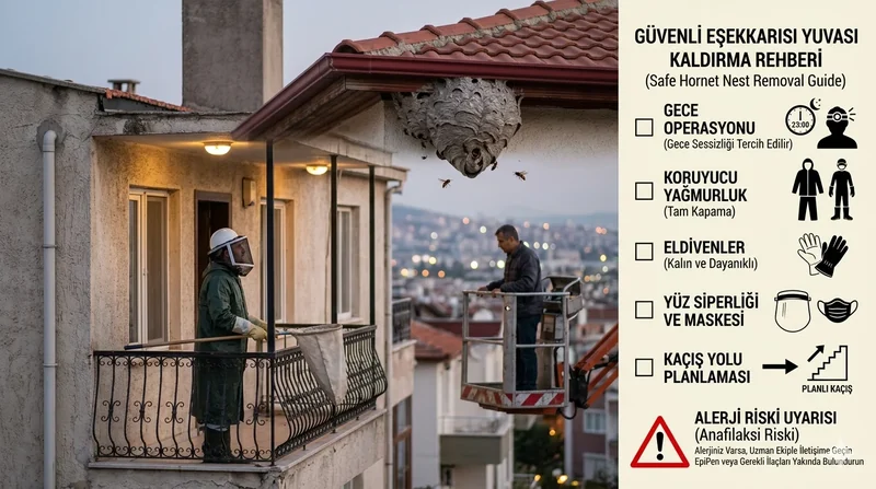 Eşek arısı yuvası nasıl temizlenir — gece müdahalesi, koruyucu kıyafet ve uzman eşiği