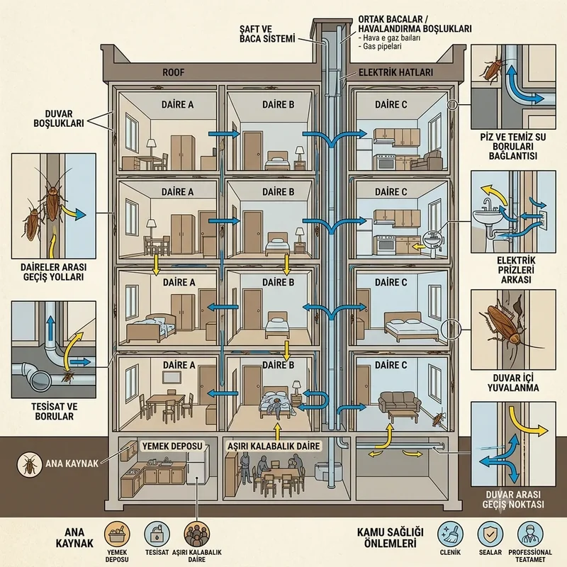 Hamamböceği apartman koloni yayılımı