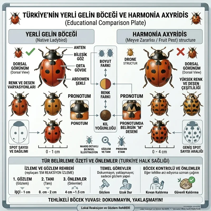 Yerli tür ile istilacı tür karşılaştırması Yerli uğur böceği ile Harmonia axyridis karşılaştırması