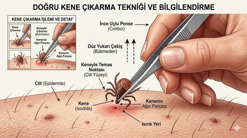İnce uçlu pensetle kene çıkarma — doğru yöntem