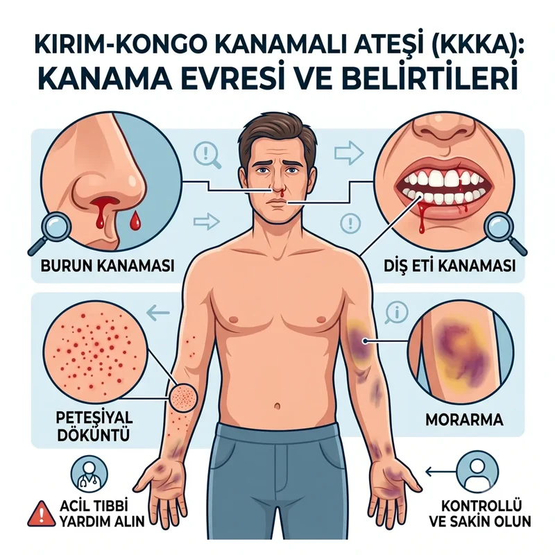 KKKA kanama fazi: burun ve dis eti kanamasi ile peteşi bulgularini gosteren klinik görsel