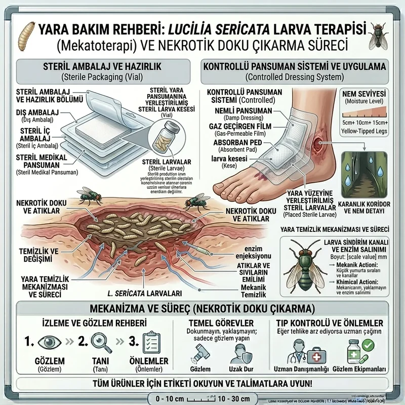 Steril Lucilia sericata larvalarıyla uygulanan MDT