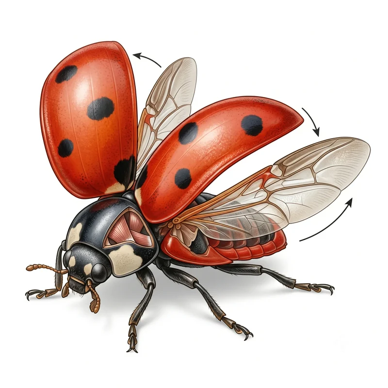 Uğur böceği anatomisi — elytra, hindwings