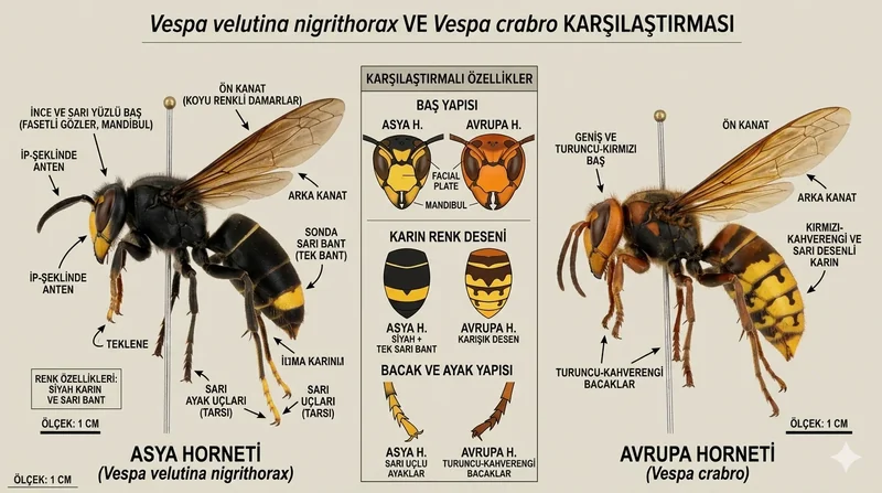 Vespa velutina Türkiye için specimen plate tarzı karşılaştırma görseli Vespa velutina Türkiye için specimen plate tarzı karşılaştırma görseli